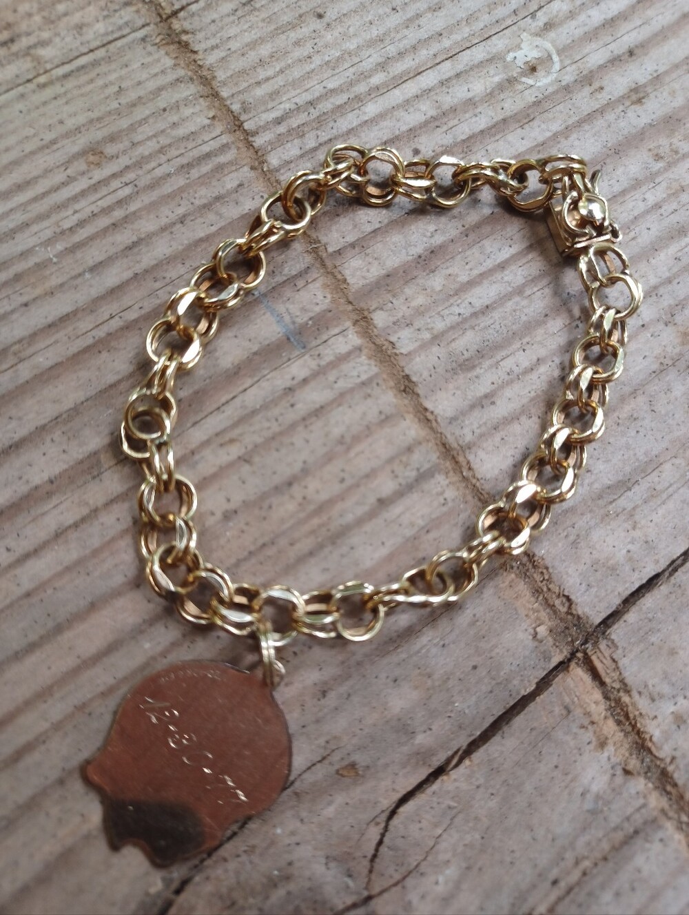 Vintage Double Link Gold Filled Charm Bracelet